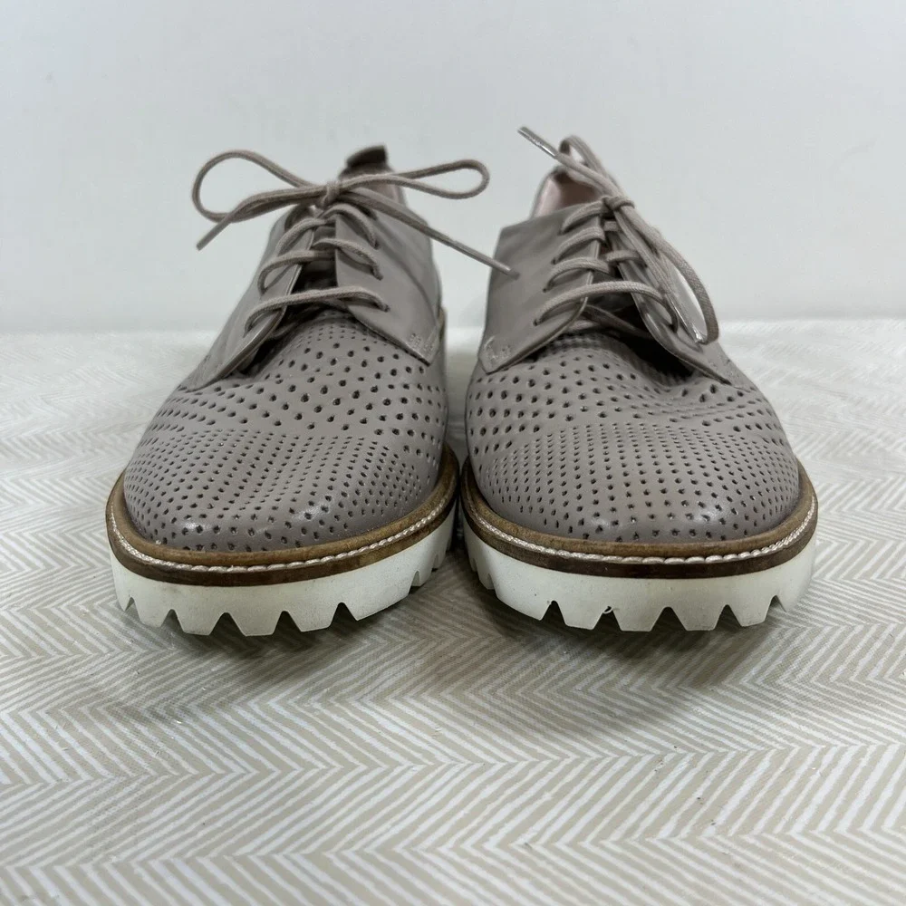 Ecco Women's Incide Tailored Perforated Tie Oxford Leather Shoes Sz 8 Grey Rose‎